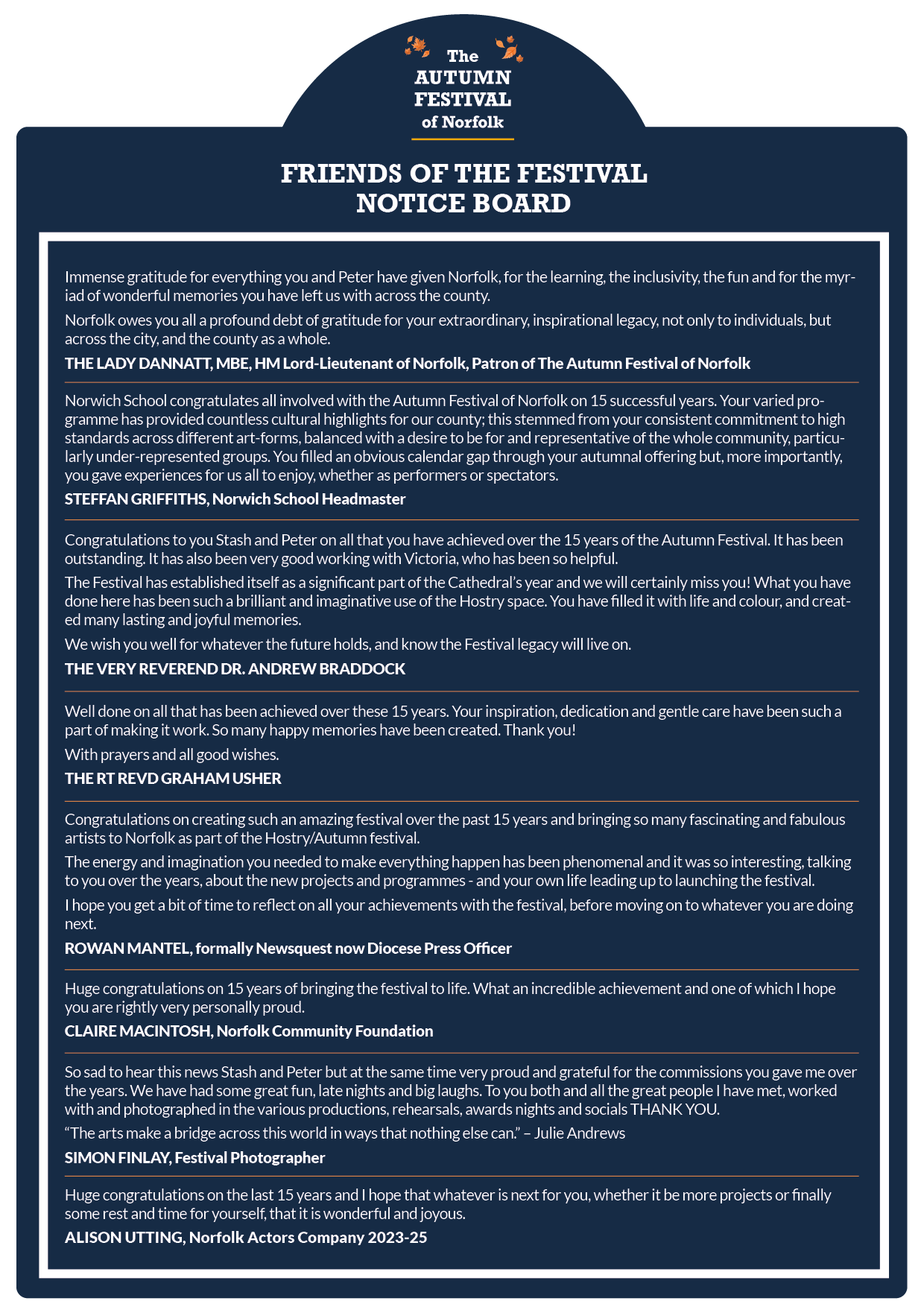 Autumn Festival Noticeboard